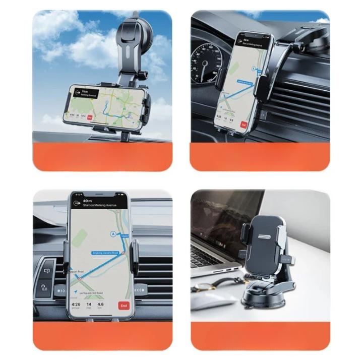 SEAMETAL Universal Dashboard Phone Holder - 360° Rotatable Mount for All Phones 3-7", One-Touch Release, No-Slip Grip
