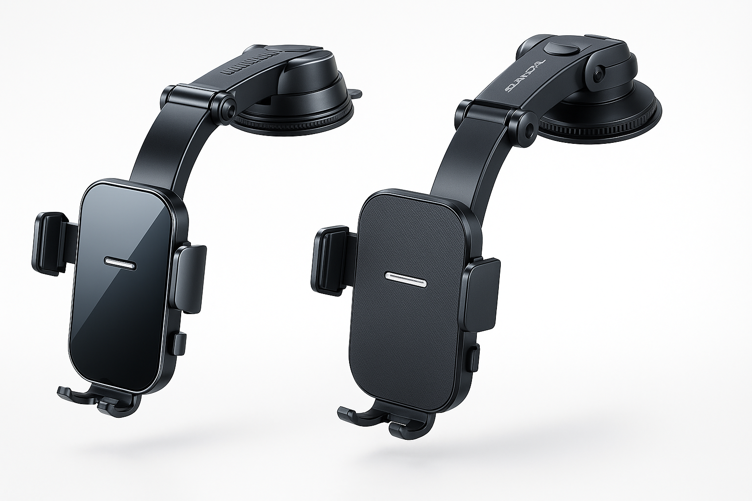 SEAMETAL Dashboard Phone Holder , Premium Universal Car Mounts in Black Mirrored and Textured Finishes with 360° Rotation, Adjustable Cradle, Suction Cup Base for 3-7 Inch Smartphones including iPhone.