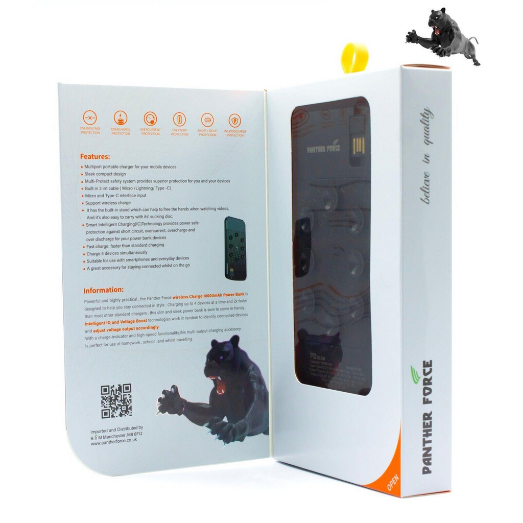 Panther Force 5-in-1 Wireless Power Bank 10000mAh | 15W Charging & Phone Stand | Fast 2-5 Day UK Delivery