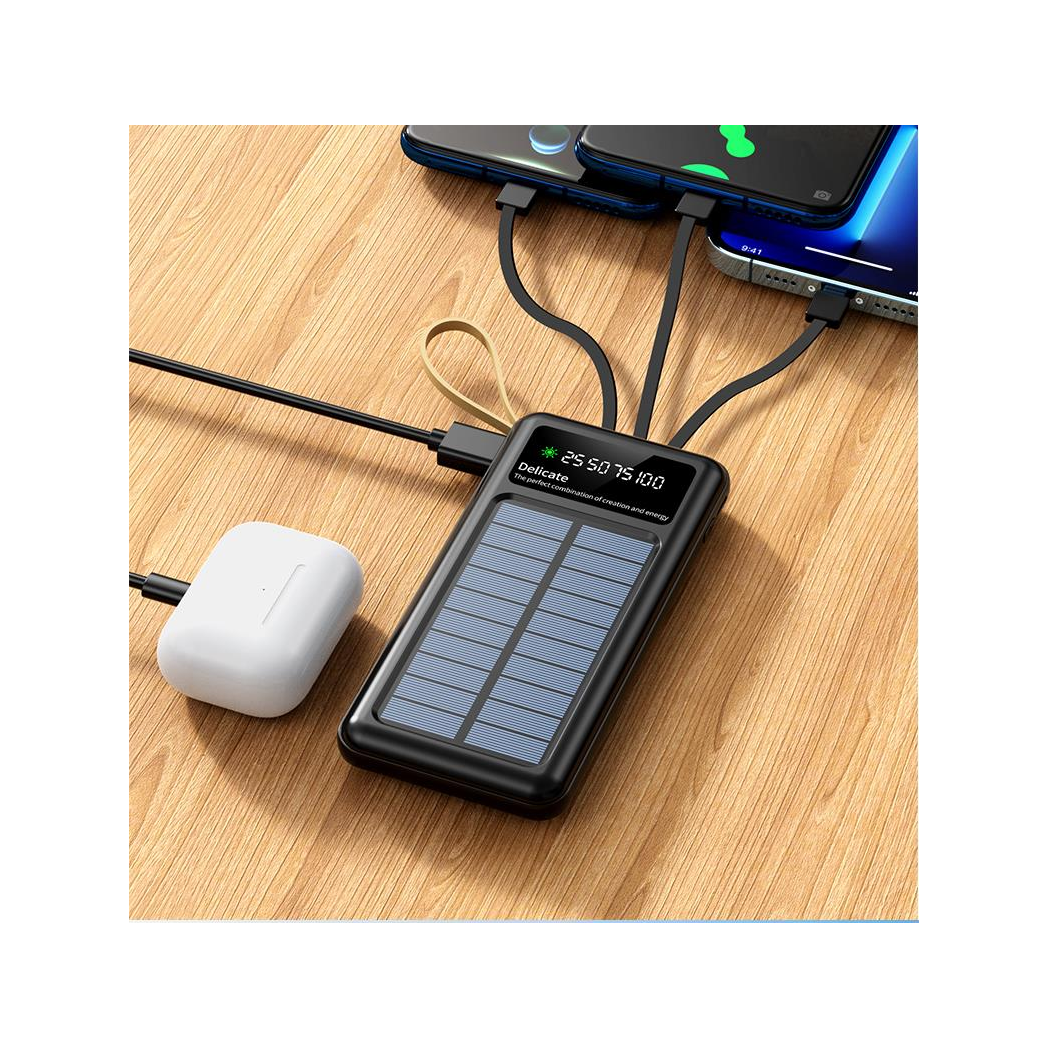 WYEFLUX 10000mAh Power Bank with LED Light & Built-In Cables | 3-in-1 Portable Charger | Fast 2-5 Day UK Delivery