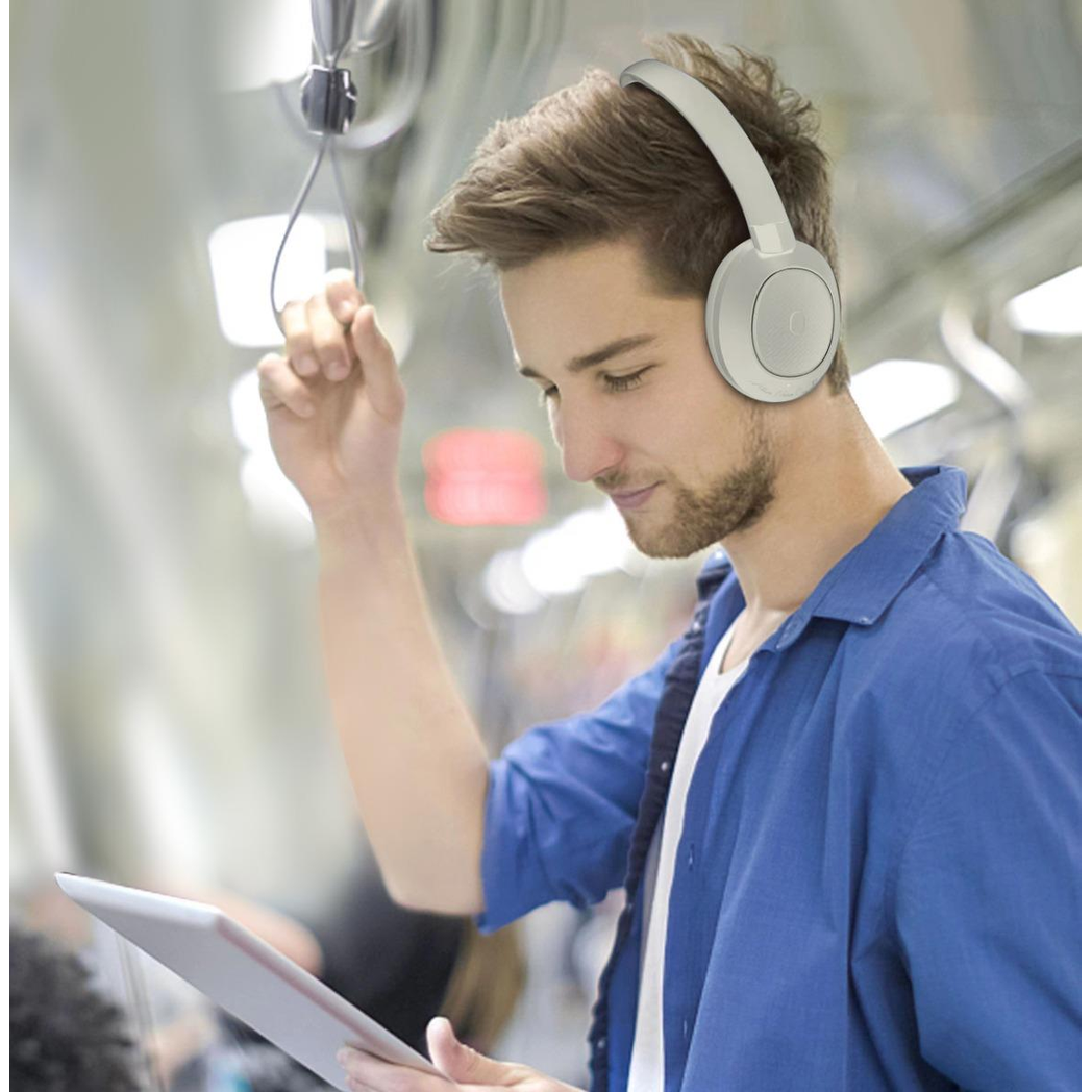 Wyewave Advanced Noise Cancelling Wireless Headset - Beige | 60H Playtime | Fast 2-5 Day UK Delivery