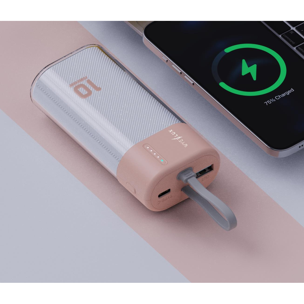 WYEFLUX 10000mAh Mini Power Bank - Rose Gold | PD 20W Fast Charging | Fast 2-5 Day UK Delivery